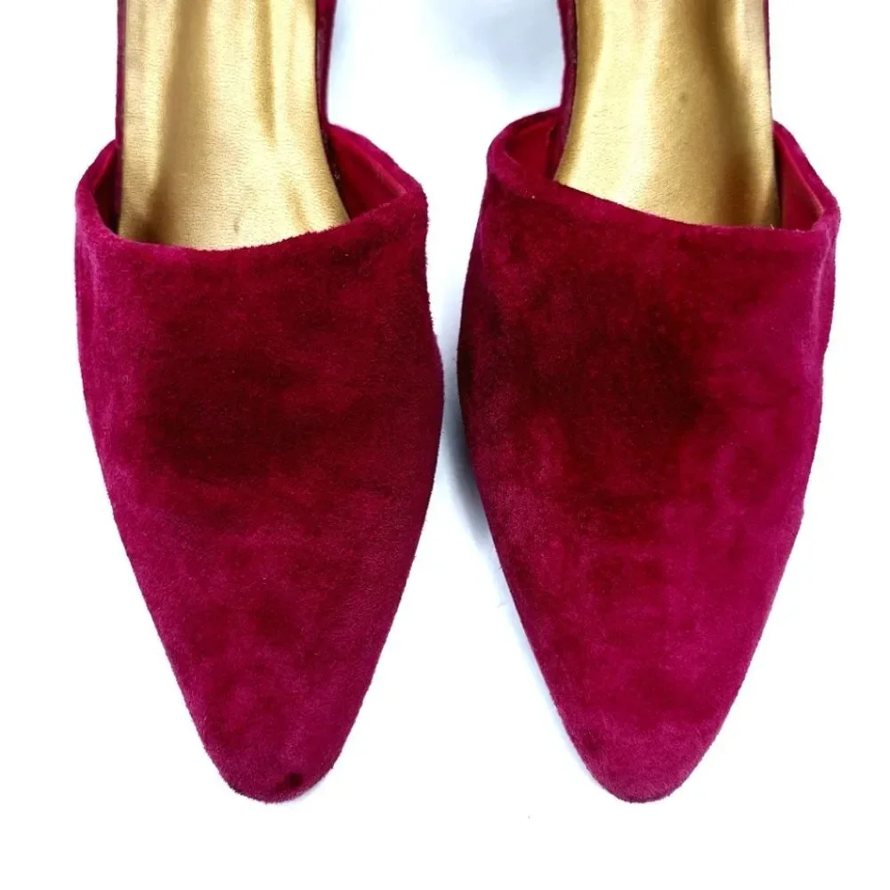 VTG Rush Hour Hot Pink Fuchsia Magenta Suede Strappy Slingback 3" Heels Sz 10 - Picture 2 of 7